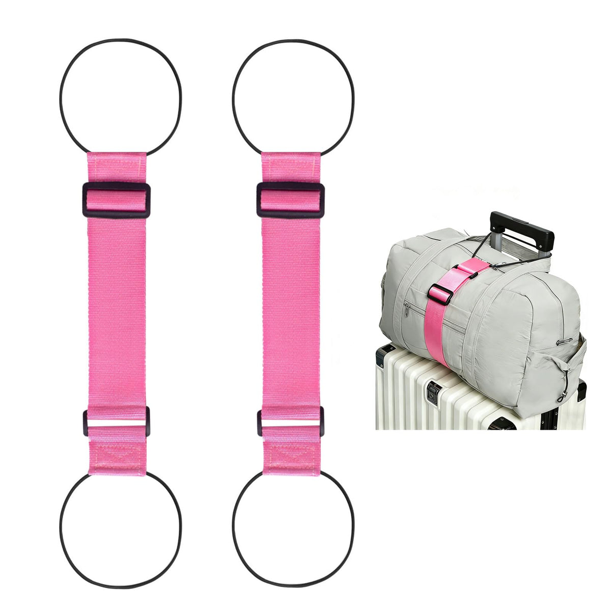 2 Pack Multi Use Strong Adjustable Luggage Connector Straps for Suitcases