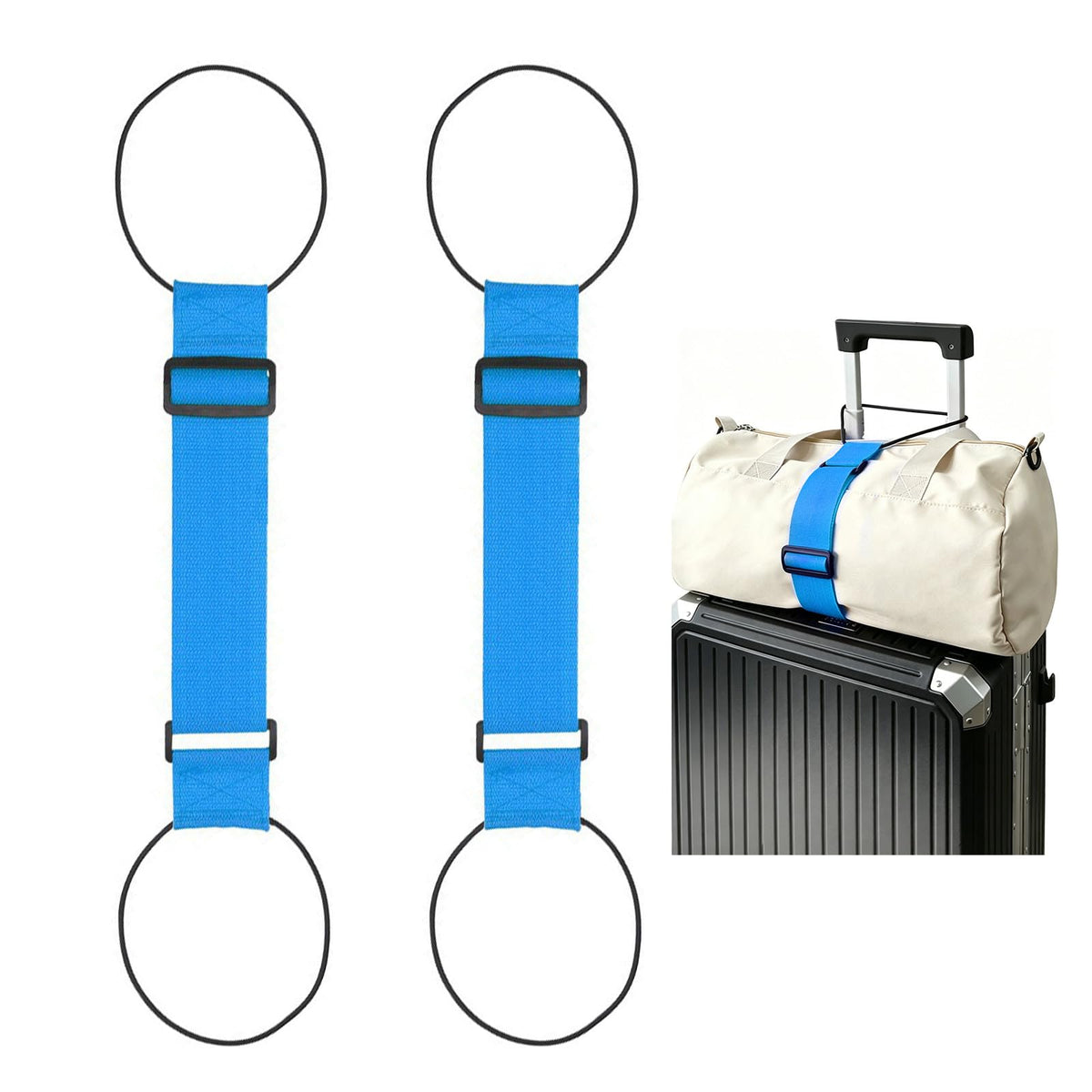 2 Pack Multi Use Strong Adjustable Luggage Connector Straps for Suitcases