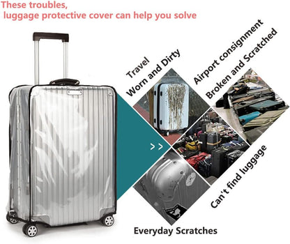 3 Pieces Clear PVC Suitcase Cover Luggage Cover Suitcase Cover Set for 3 Luggage Covers for Suitcase (20-24-28Inch)