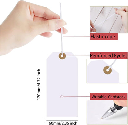 White Tags with String Attached,200 Pcs Large Marking Tags Paper