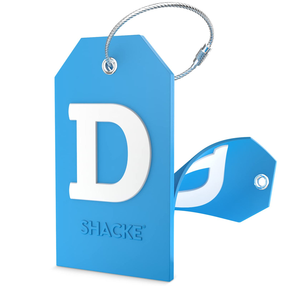 Shacke Initial Luggage Tag with Privacy Cover & Steel Loop (Aqua Teal, P)