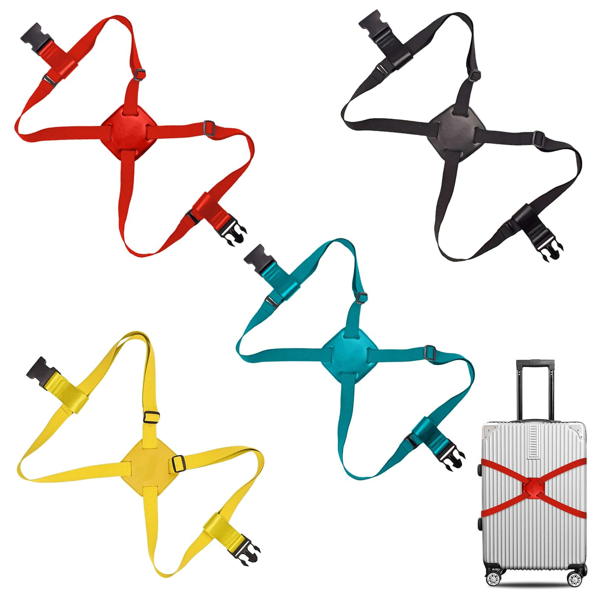 Luggage Straps,Elastic Travel Straps for Securing Luggage, Suitcase & Bag Organizer, Adjustable Hold-Down Straps for Travel Accessories, Carry-On, Checked Bags, Ideal for Travelers (7PCS)