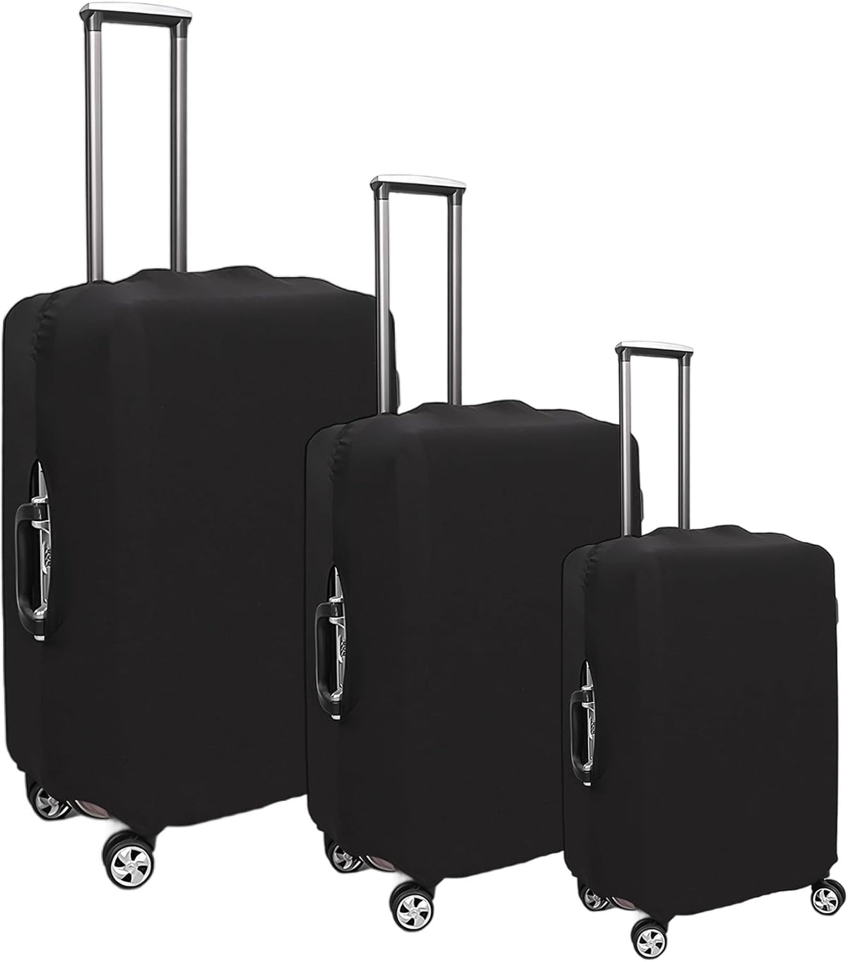 Klmnop 3 Pack Suitcase Covers for Luggage 18-28 Inch - Elastic, Scratch-Resistant Luggage Protectors | Washable Travel Luggage Cover Set(Black)