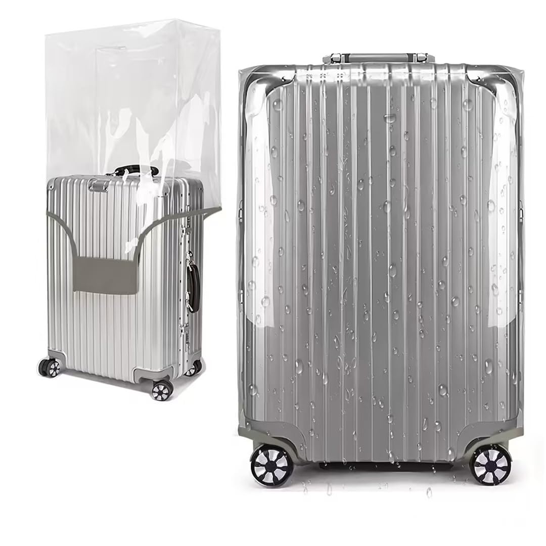 28 Inch Waterproof Clear Suitcase Cover (Black Trim)