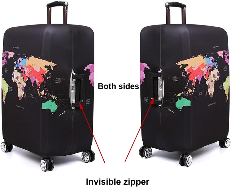 MosaiRudo Thicker Luggage Cover Elastic Suitcase Cover Protector Fits 18-32 Inch Suitcase Travel Accessories (World Map, M)