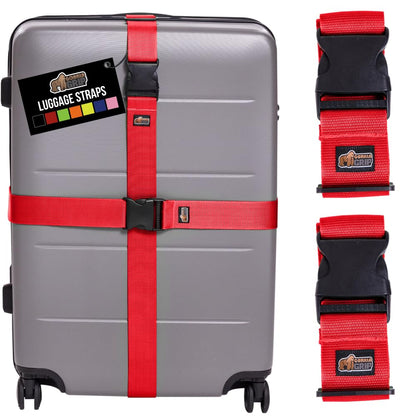 GORILLA GRIP Heavy Duty Luggage Straps for Suitcase, 4 Pack, Black
