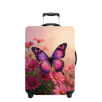 Pink Butterfly Luggage Cover Washable Suitcase Protector Anti-scratch Suitcase cover Fits 32-34 Inch Luggage XL