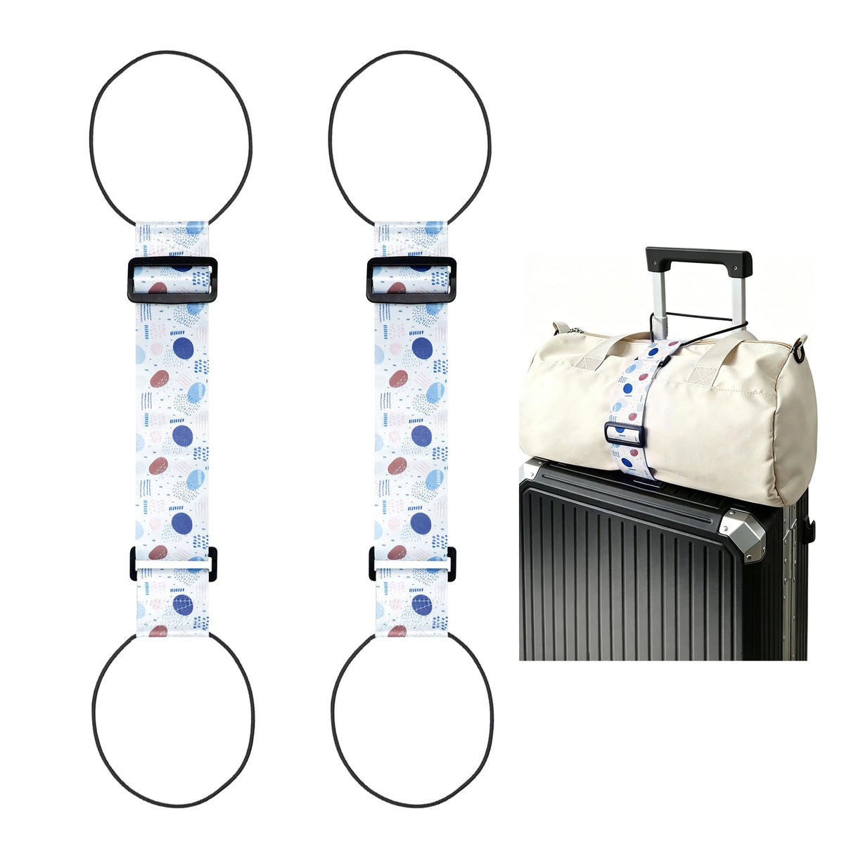 2 Pack Multi Use Strong Adjustable Luggage Connector Straps for Suitcases