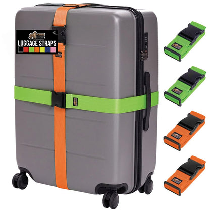 GORILLA GRIP Heavy Duty Luggage Straps for Suitcase, 4 Pack, Pink