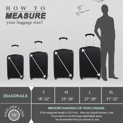 Explore Land Travel Luggage Cover Fits 23-26 inch Case (Black, M)