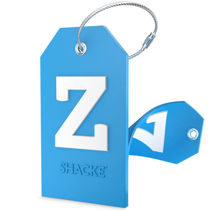 Shacke Initial Luggage Tag with Privacy Cover & Steel Loop (Aqua Teal, P)
