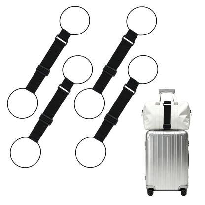 Luggage Connector Straps, Adjustable Elastic Durable Straps for Connecting Luggage Bags to Suitcases, Hands-Free Travel Essential (4PCS Black)