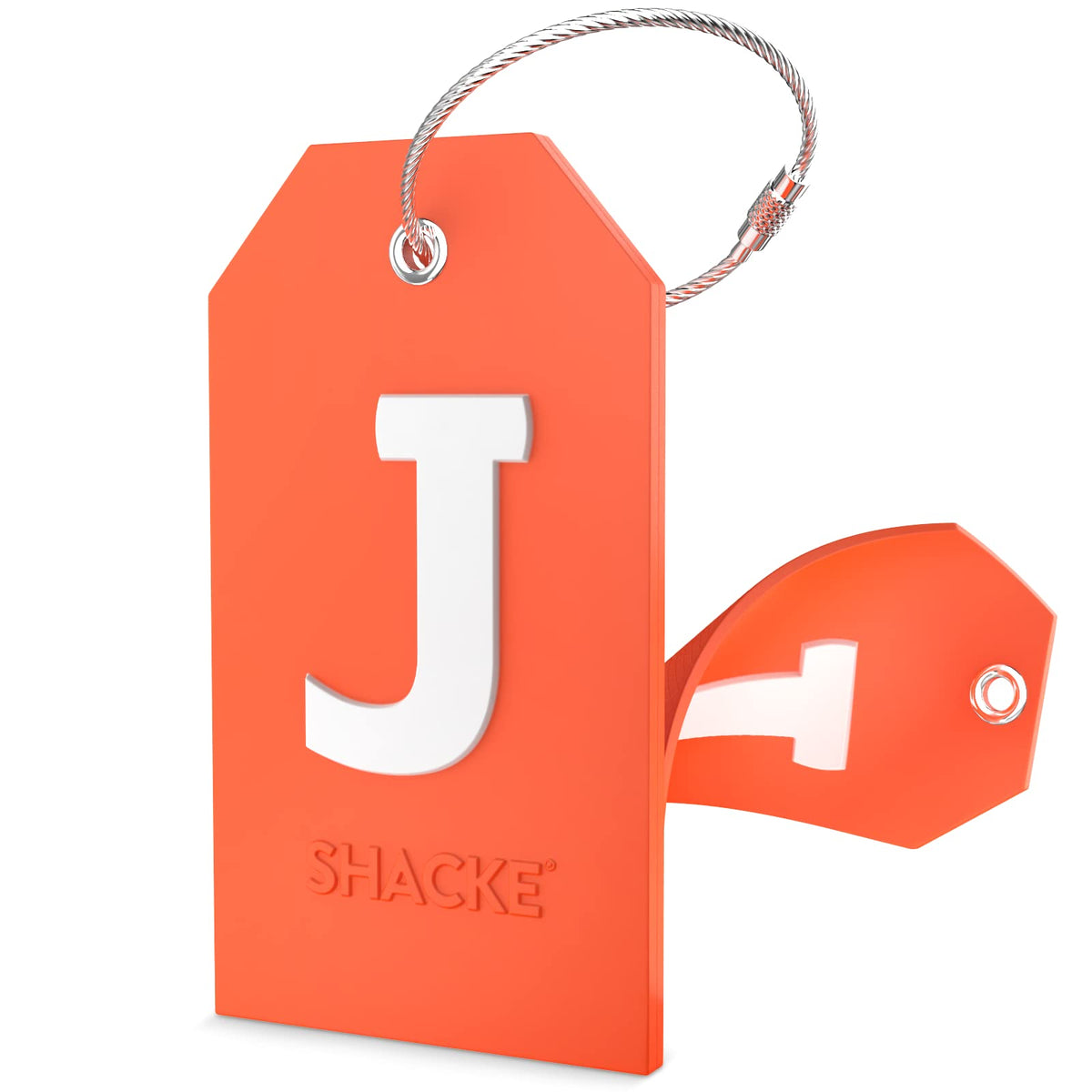 Shacke Initial Luggage Tag with Privacy Cover & Steel Loop (Aqua Teal, P)