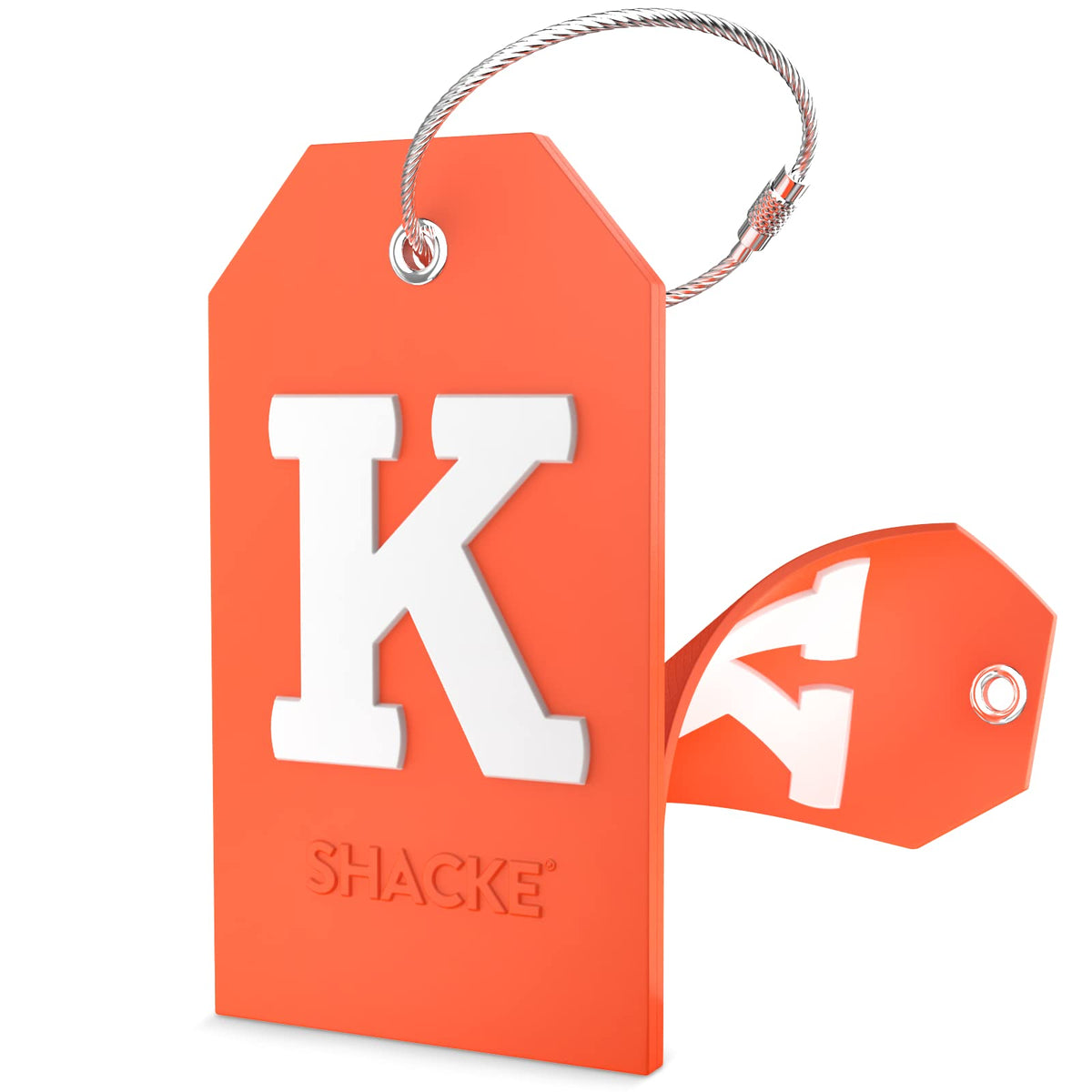 Shacke Initial Luggage Tag with Privacy Cover & Steel Loop (Aqua Teal, P)