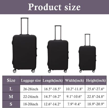 Klmnop 3 Pack Suitcase Covers for Luggage 18-28 Inch - Elastic, Scratch-Resistant Luggage Protectors | Washable Travel Luggage Cover Set(Black)