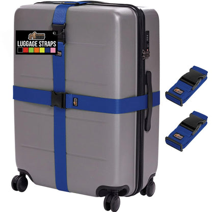 GORILLA GRIP Heavy Duty Luggage Straps for Suitcase, 4 Pack, Blue
