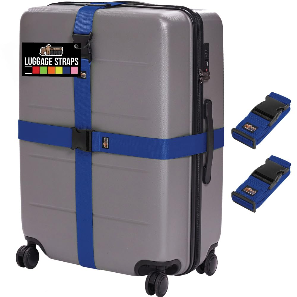 GORILLA GRIP Heavy Duty Luggage Straps for Suitcase, 4 Pack, Orange