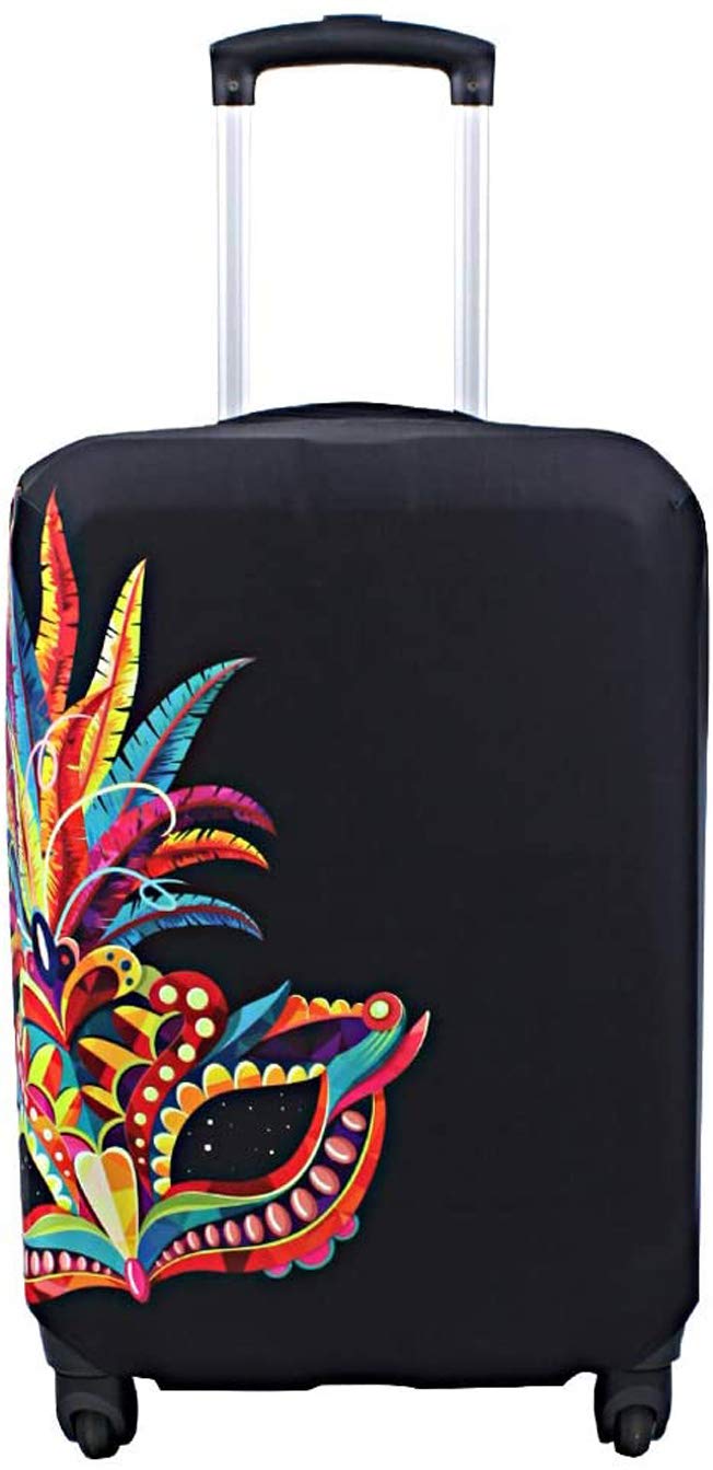 Explore Land Travel Luggage Cover Fits 23-26 inch Case (Black, M)