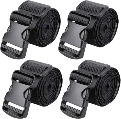 MAGARROW 2" Utility Luggage Straps with Buckle Adjustable, 4-Pack (Black, 2 in x 9.5 ft)
