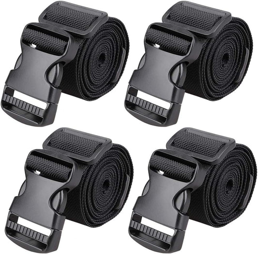 MAGARROW 2" Utility Luggage Straps with Buckle Adjustable, 4-Pack (Black, 2 in x 9.5 ft)