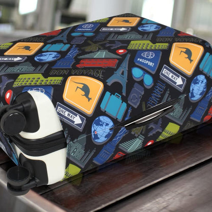 Explore Land Travel Luggage Cover Fits 31-32 inch Case (Bon Voyage, XL)