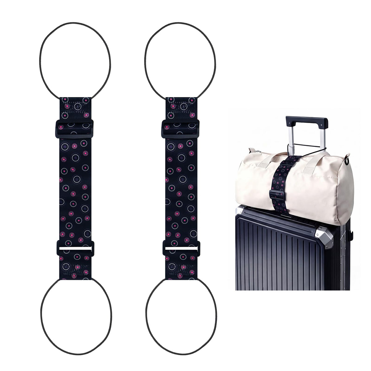 2 Pack Multi Use Strong Adjustable Luggage Connector Straps for Suitcases