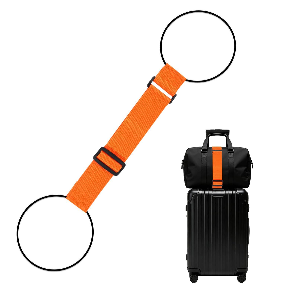 Luggage Connector Straps, Adjustable Elastic Durable Straps for Connecting Luggage Bags to Suitcases, Hands-Free Travel Essential (4PCS Black)