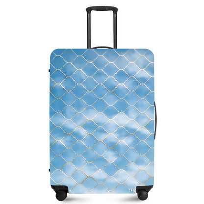 FOREVER QUEEN Blue Gold Luxury Marble Luggage Cover Suitcase Protector Suitcase Cover Anti-Scratch,Stretchable Bag Cover Washable Durable Polyester