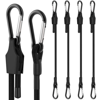 SDTC Tech 12 Inch Adjustable Bungee Cords with Carabiner Hooks
