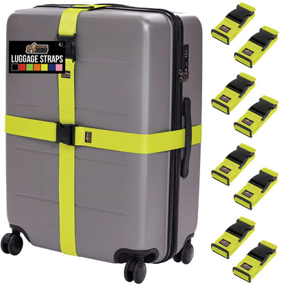 GORILLA GRIP Heavy Duty Luggage Straps for Suitcase, 4 Pack, Blue