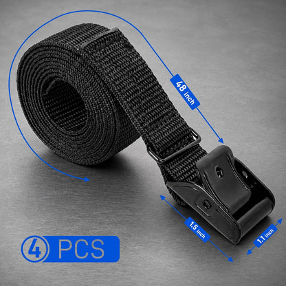 Lashing Straps 1" x 4 ft Cam Buckle Tie Downs, 1,100 lb, 4 Pack