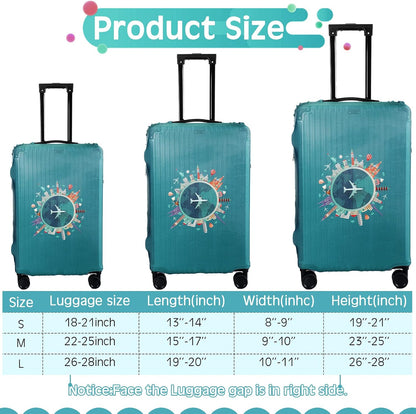 Sherr 3 Pieces Travel Luggage Cover, S/medium/L, Travel Theme, Green
