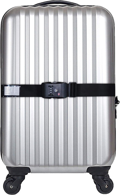Heavy Duty Luggage Straps TSA Approved with Combination Lock Adjustable Travel Belt for Suitcases (Black)