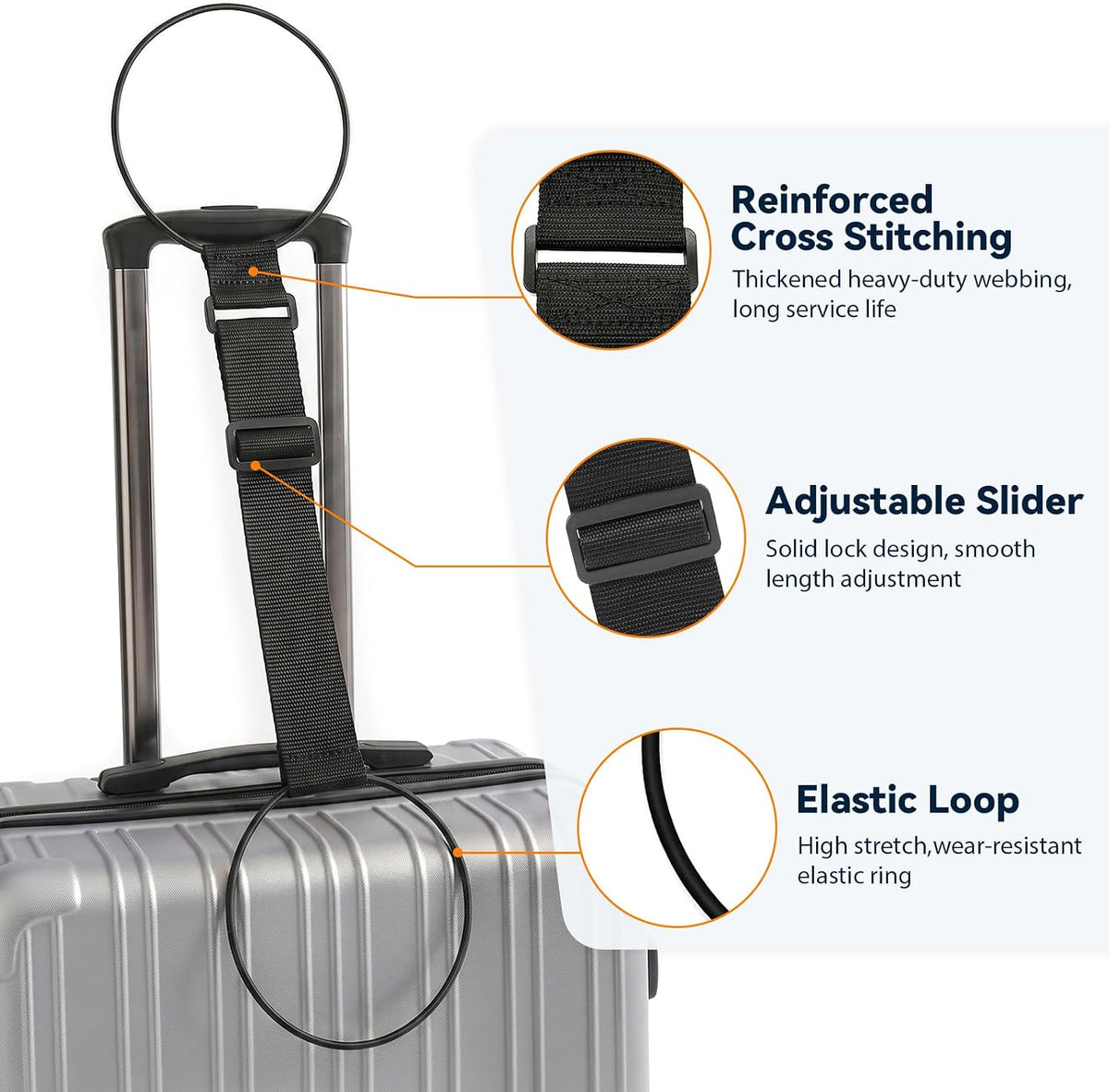 Luggage Straps for Suitcases, 2 Pack, Black