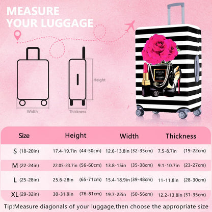 Fashion Accessory Travel Luggage Cover Fashion Girl Perfume and Lipstick and Heels Travel Suitcase Cover Anti-scratch Suitcase cover Fits 18-20 Inch