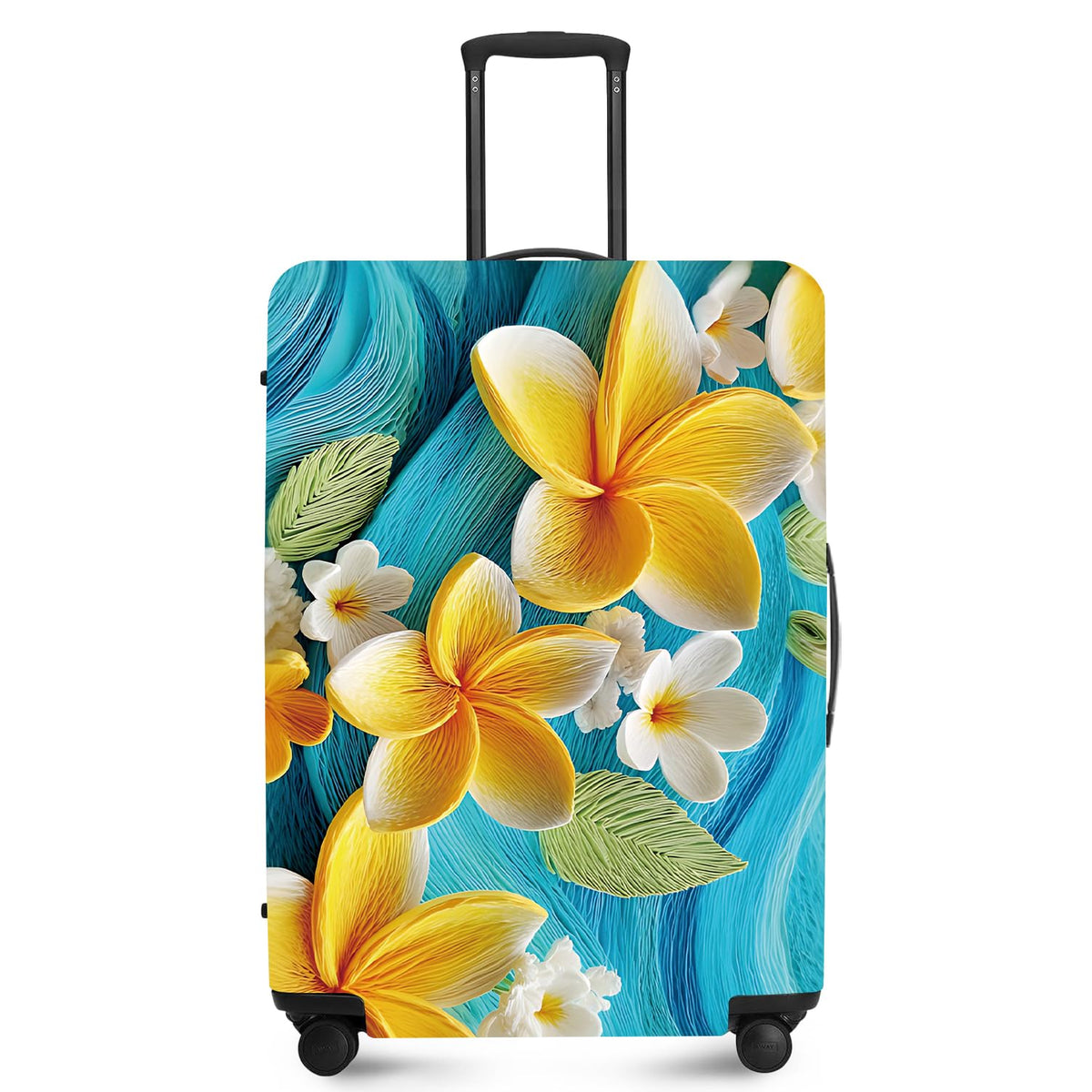FOREVER QUEEN Blue Gold Luxury Marble Luggage Cover Suitcase Protector Suitcase Cover Anti-Scratch,Stretchable Bag Cover Washable Durable Polyester