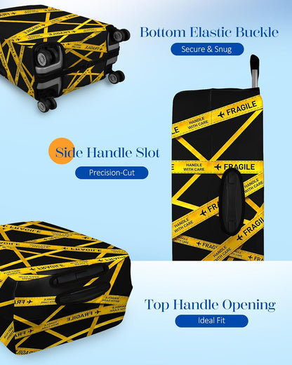 Slohif Cool Luggage Cover with Storage Pocket 28-30 inch Caution Tape