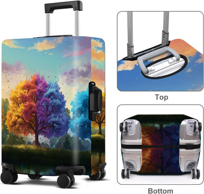 Tree Luggage Cover Washable Suitcase Cover Protector Fit 24-26 Inch Luggage Durable Travel Bag Cover with Zipper Closure M