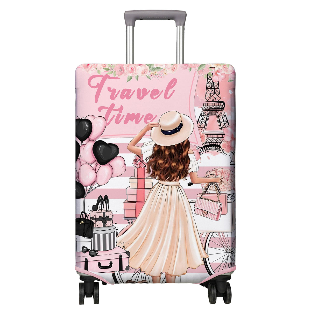 Travel Luggage Cover Suitcase Protector Fits 18-32 Inch Wheel Covers PatternedTravel Related Items Flower Luggage Protector Elastic M