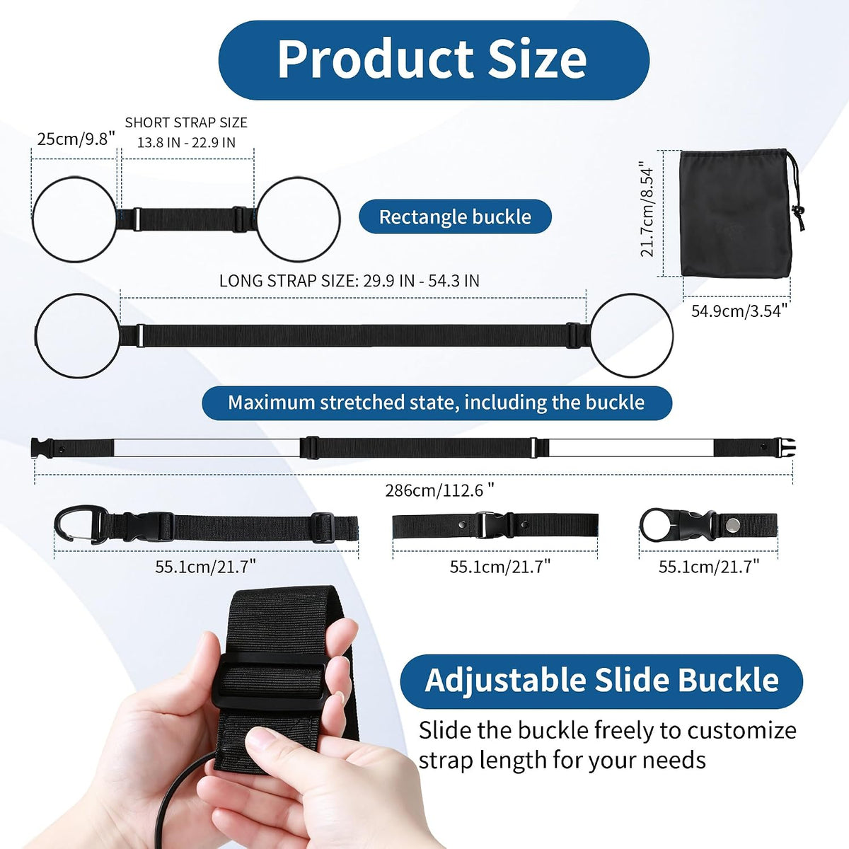 Luggage Straps for Suitcases, 7 Pcs Nylon Extra Long Add A Bag Strap