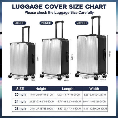 Gilprop 3 Pcs Clear Luggage Cover Protector Fit 20 24 28 Inch Baggage Black