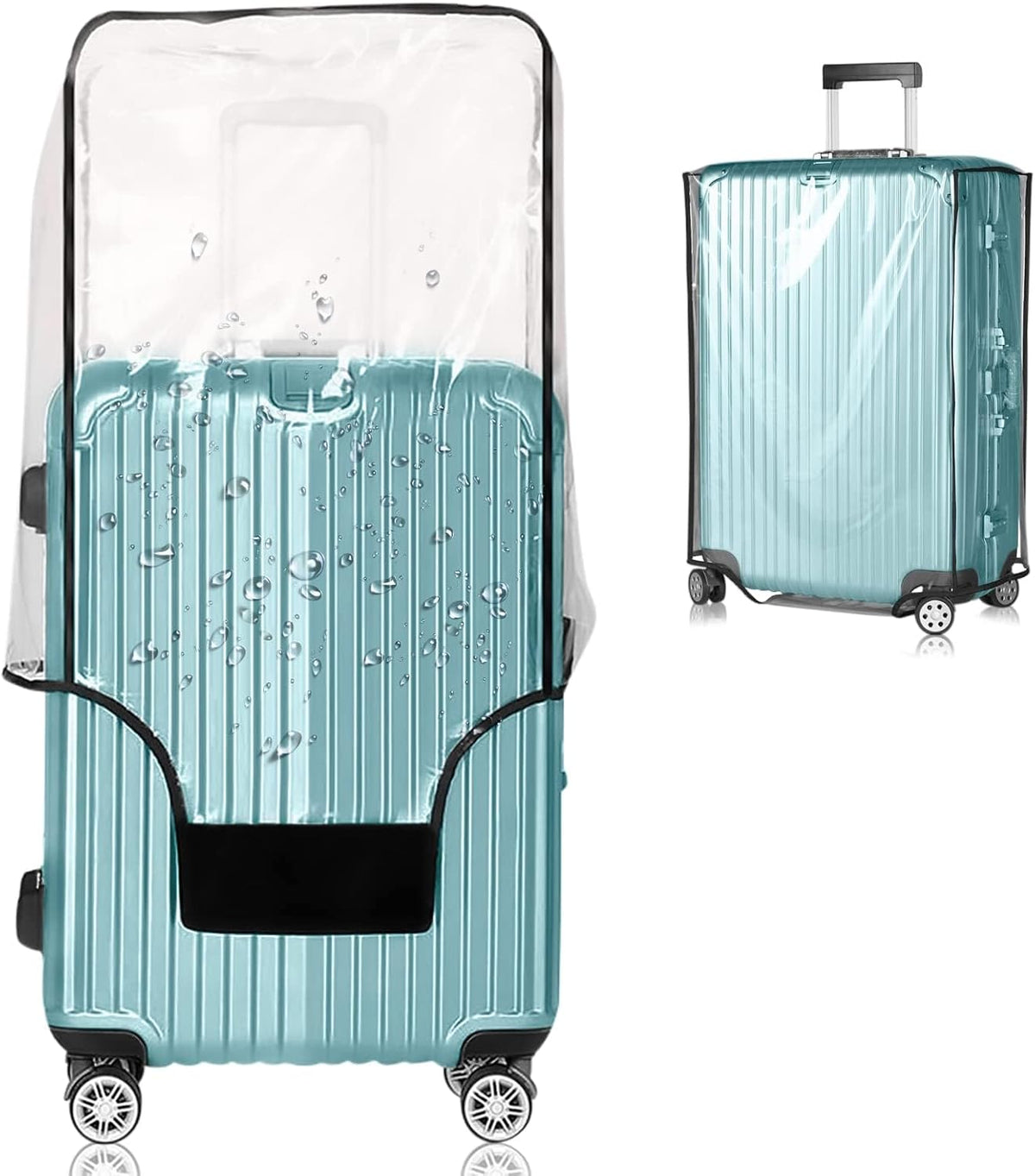 28 Inch Waterproof Clear Suitcase Cover (Black Trim)