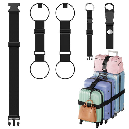 BILIONE Adjustable Luggage Connector Straps for Suitcases 2-Pack (Black)