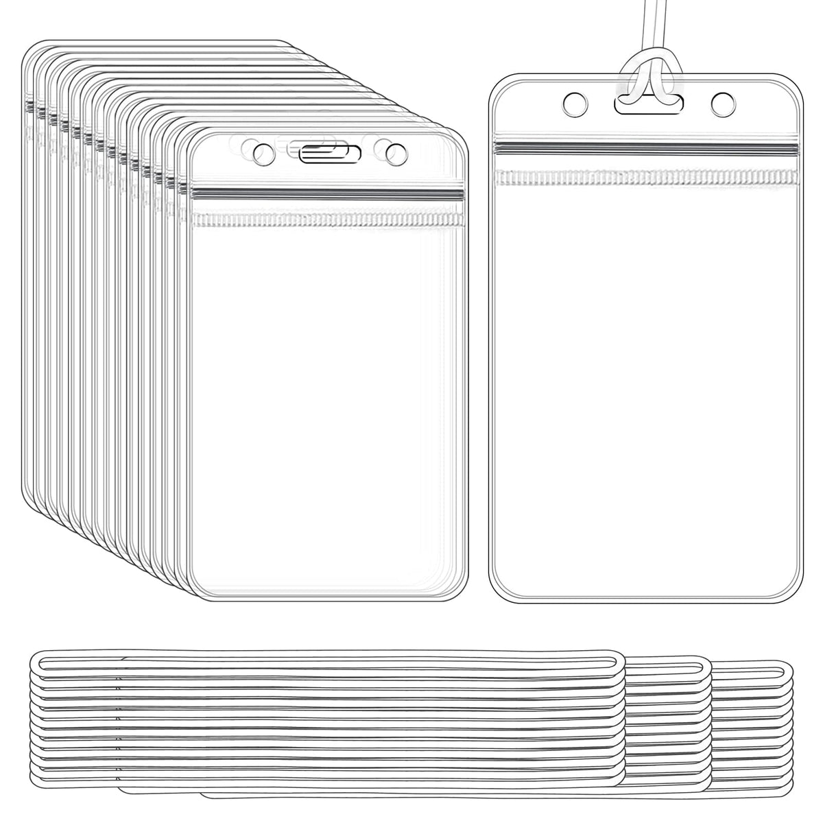 200 Pack Clear Plastic Luggage Tag Holders with Loops for ID Cards