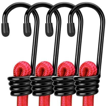 WORKPRO 24" Bungee Cords with Hooks, 4 Pack Heavy Duty Outdoor Bungee Strap