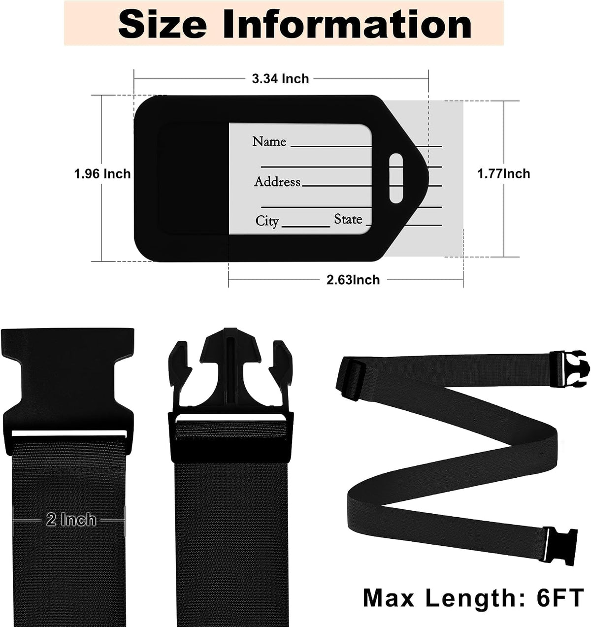 Gostwo 8 Pack Luggage Straps and Tags Set - 4 Straps, 4 Tags, Suitcase Belt