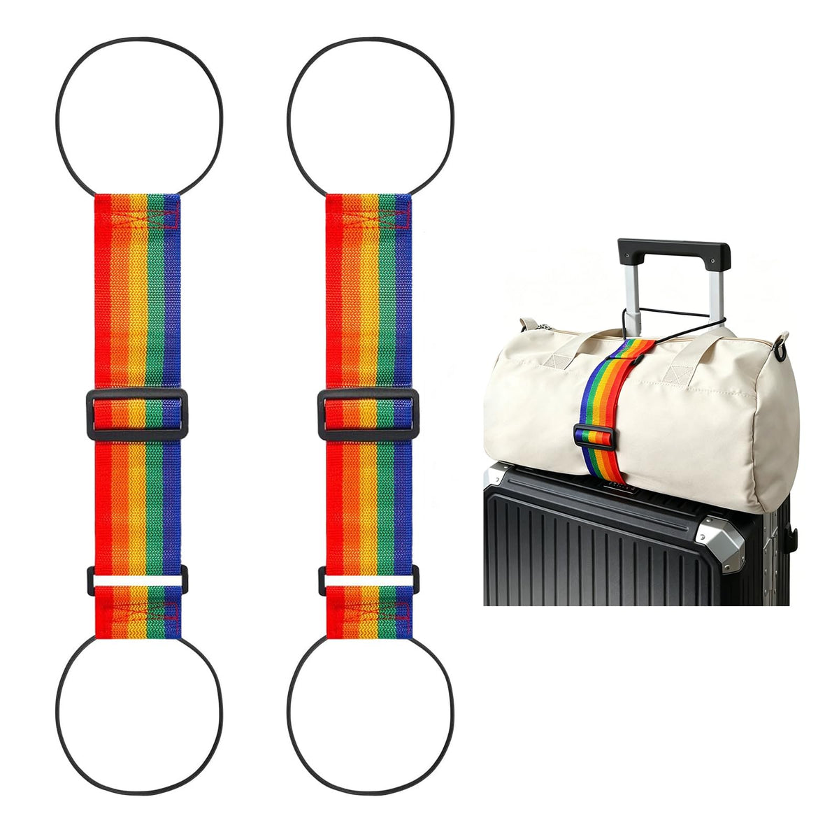 2 Pack Multi Use Strong Adjustable Luggage Connector Straps for Suitcases