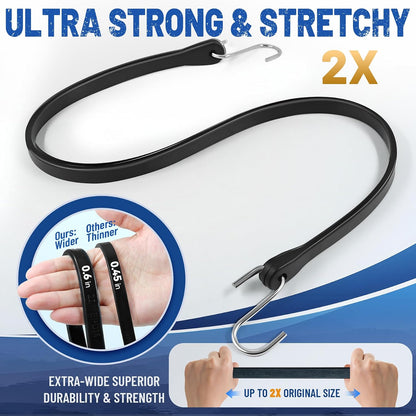 Bungee Cords with Hooks, 10 Pack, 10", 15", 21", 31", EPDM Rubber