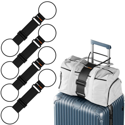BILIONE 4 Pack Adjustable Elastic Luggage Connector Straps for Suitcases