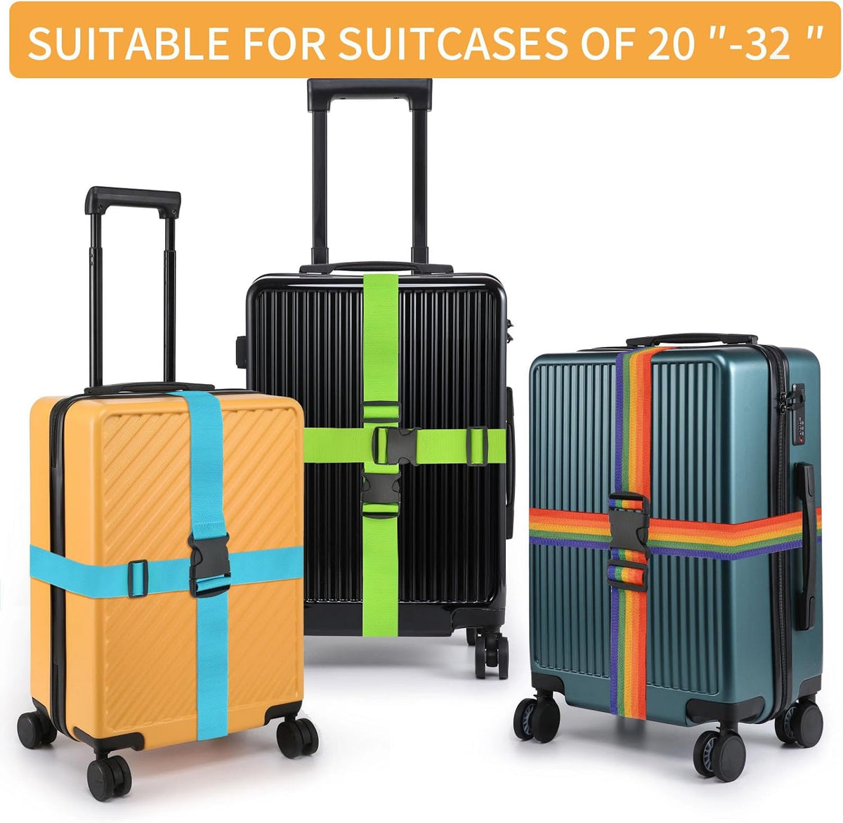 BILIONE Luggage Straps for Suitcases,79" Long Adjustable Luggage Belts